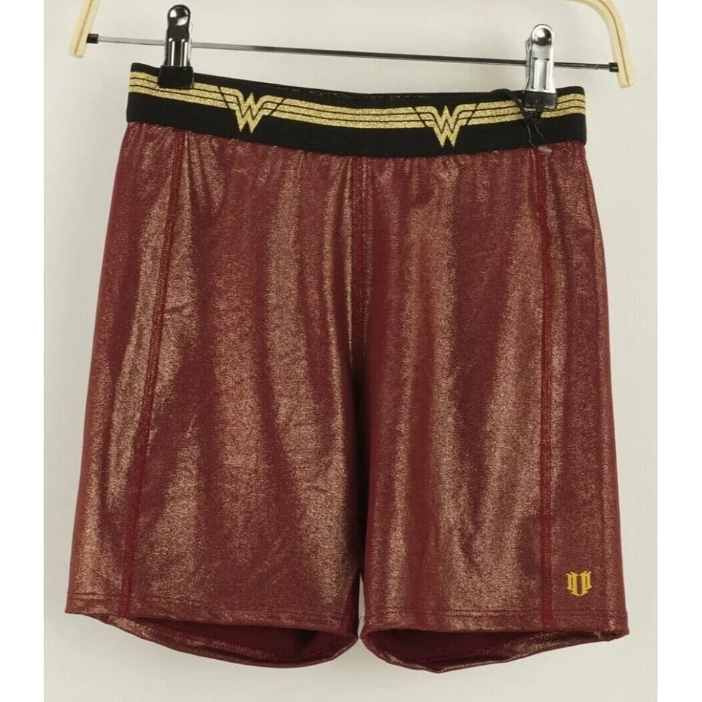 New Eleven Venus Williams Wonder Woman Biker Short Deep Burgundy Gold Size Small